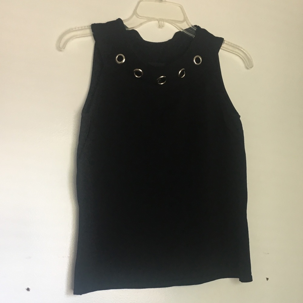 Black sleeveless top